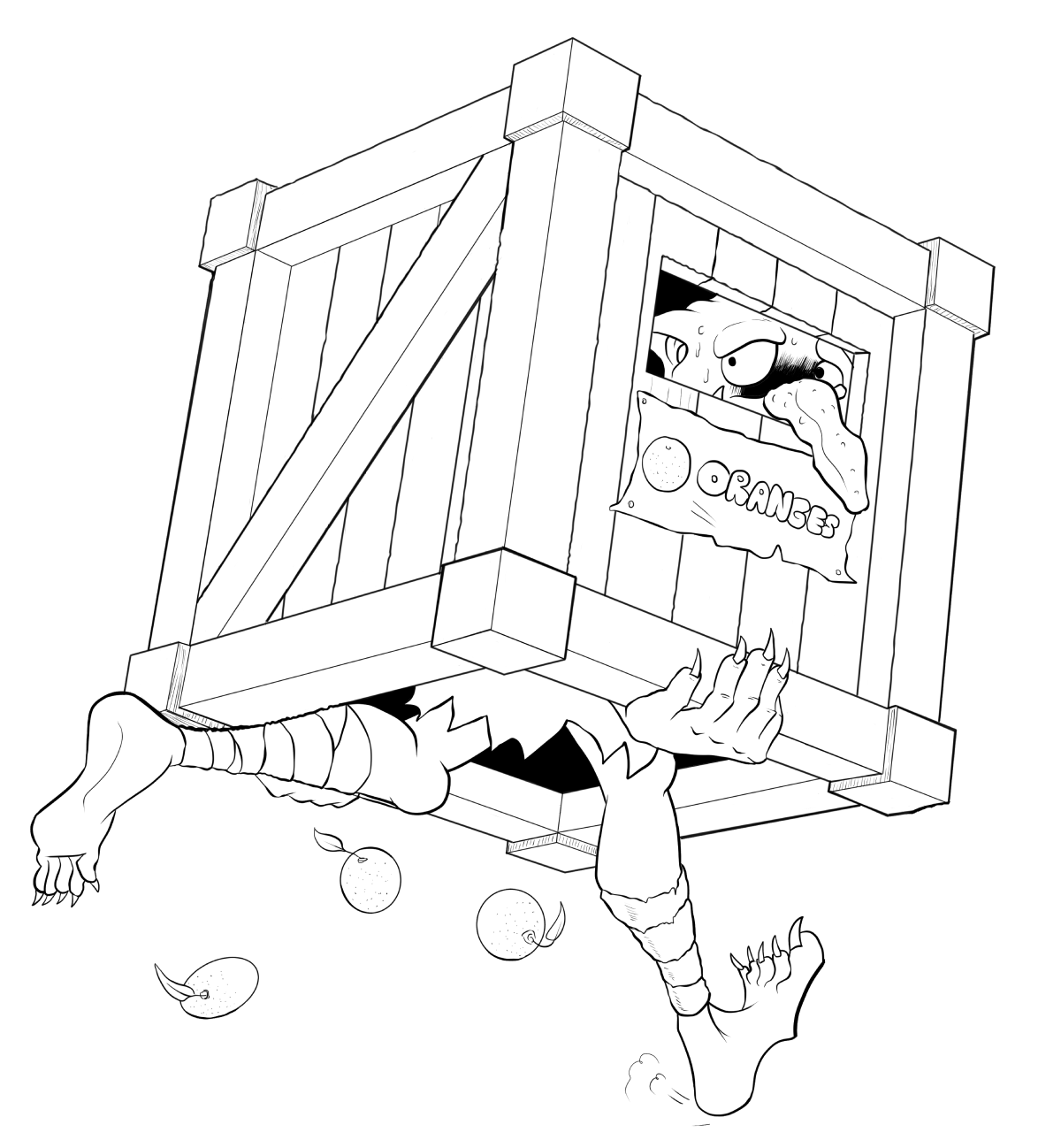 Crate Os, a goblin trickster wearing crate armor